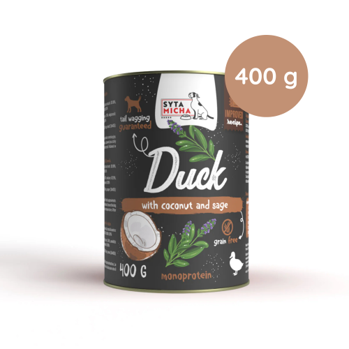 Syta Micha CLASSIC Kaczka z kokosem i szałwią 400g.png